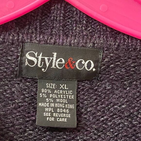 Style&CO Oversized Cozy Purple Cardigan XL - Picture 6 of 9